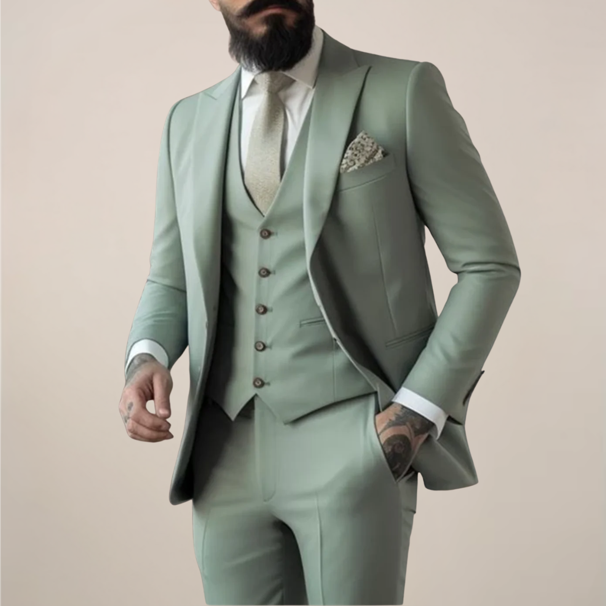 Men's Mint Green Three Piece Formal Suit