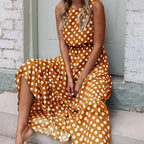 Women's Sleeveless Polka Dot Maxi Dress | Relaxed Fit for Casual Days & Vacation Outings