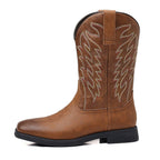 Men’s Mid-Calf Cowboy Boots | Embroidered, Durable Square Toe Design for Everyday Wear and Riding