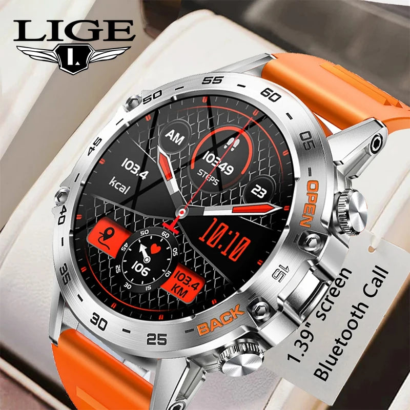Smartwatch Sport Watch mit Herzfrequenz – Robuste Herrenuhr im Militärstil für Outdoor und Fitness