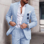 Men's Linen Wedding Suit 2-Piece Set | Single Breasted, Breathable Fabric & Tailored Fit
