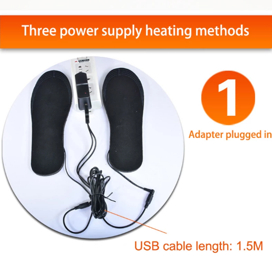 Semelles chauffantes électriques USB rechargeables – Coussin chauffant pour chaussures et chaussettes