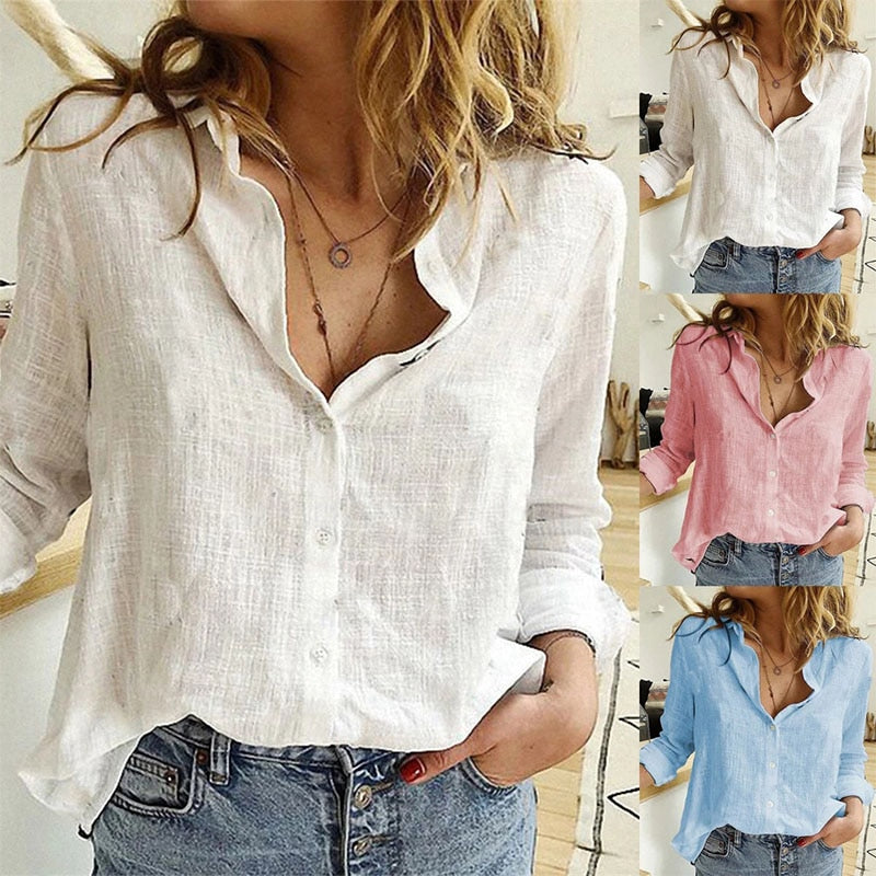 Women's Linen Dress Shirt | Lightweight, Breathable Fabric & Versatile for Casual or Professional Wear