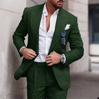 Men's Linen Wedding Suit 2-Piece Set | Single Breasted, Breathable Fabric & Tailored Fit