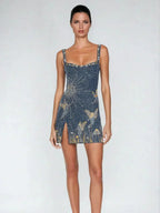 Sleeveless Shimmering Mini Dress | Fitted, Sparkle Detail & Perfect for Evening Parties and Special Events