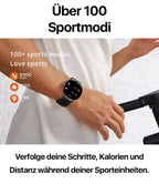 Kleine Slim Smartwatch Damen mit flachem Design, Fitnessfunktionen und Hybridstil für Herren
