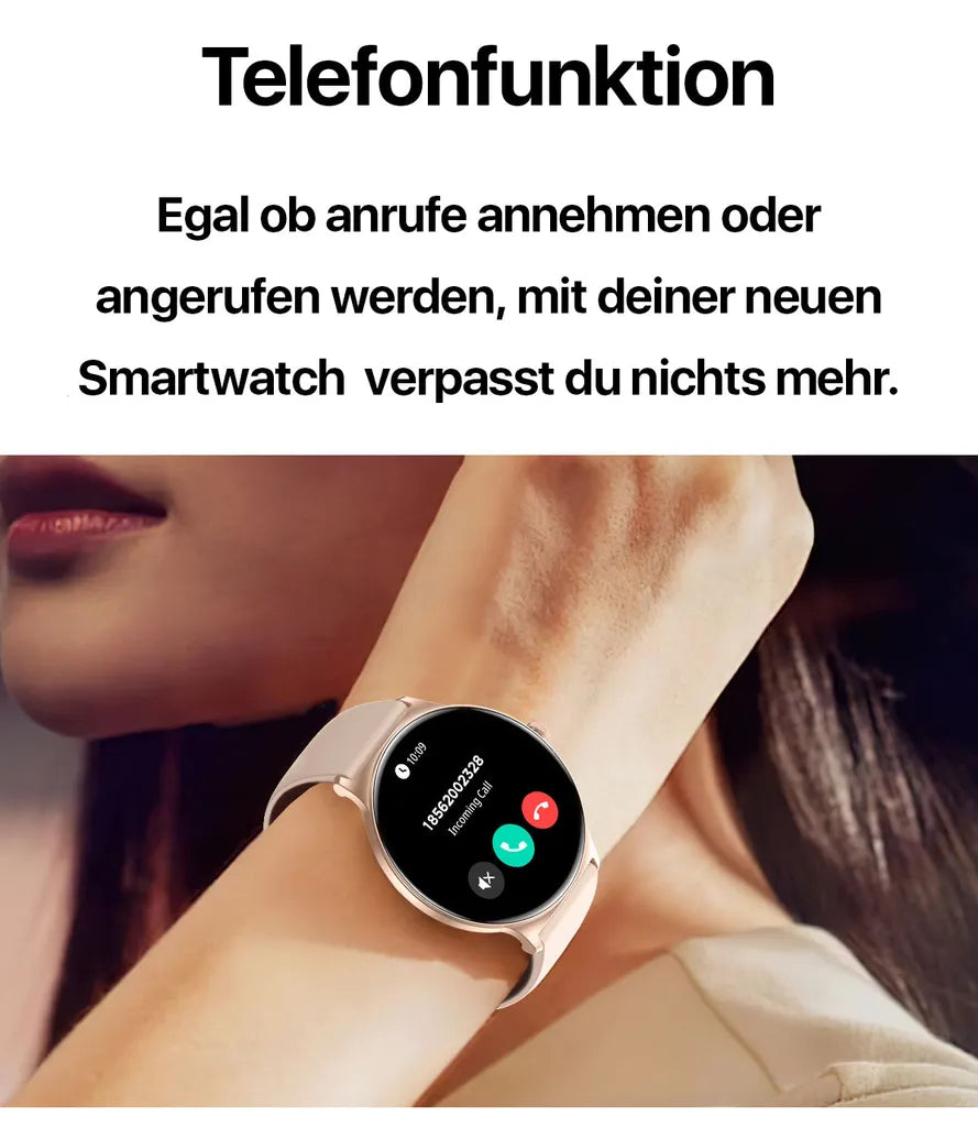 Kleine Slim Smartwatch Damen mit flachem Design, Fitnessfunktionen und Hybridstil für Herren