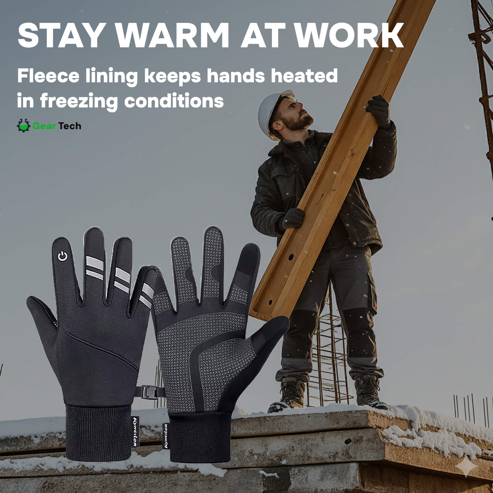 Guanti da lavoro termici impermeabili – Guanti invernali resistenti e antiscivolo con touchscreen per lavoro all'aperto UK