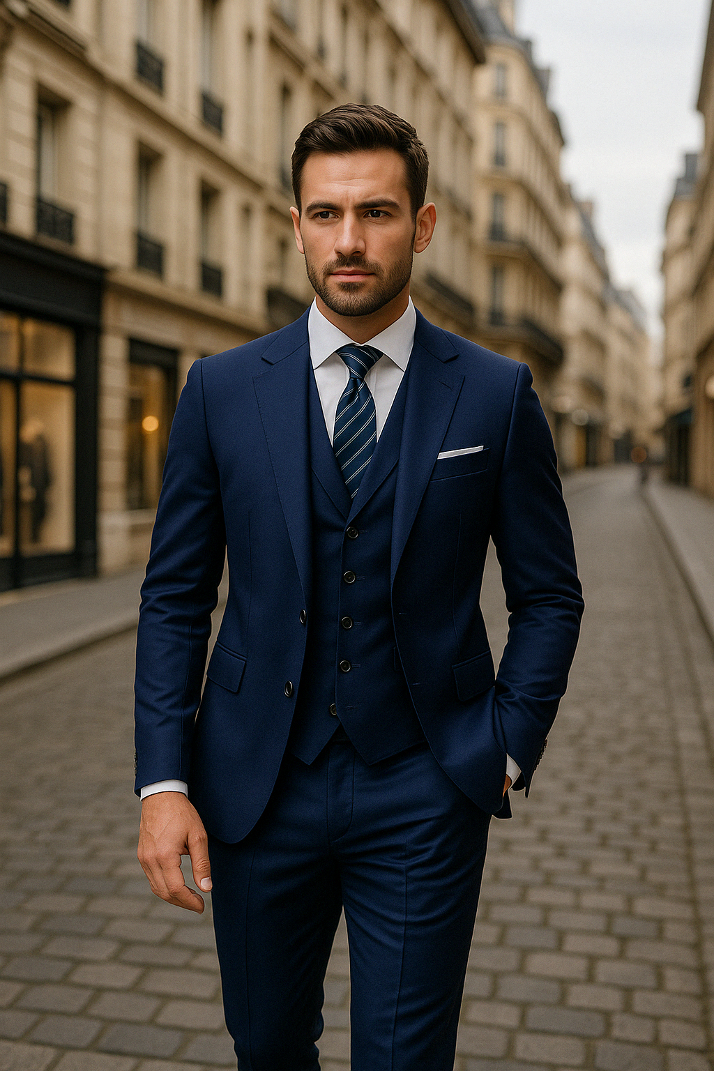 Men's Tailored Slim Fit Three-Piece Suit | Single-Breasted Jacket & Waistcoat for Business, Weddings & Formal Events