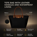 Borsa a mano con manici in pelle e fodera impermeabile