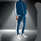 Men's Velvet Tracksuit 2-Piece Set | Full-Zip Jacket & Drawstring Joggers for Casual Comfort and Street Style