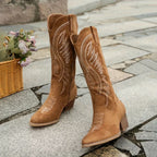 Women’s Suede Cowboy Boots with Block Heel