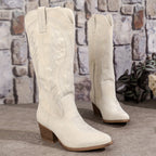 Women’s Suede Cowboy Boots with Block Heel