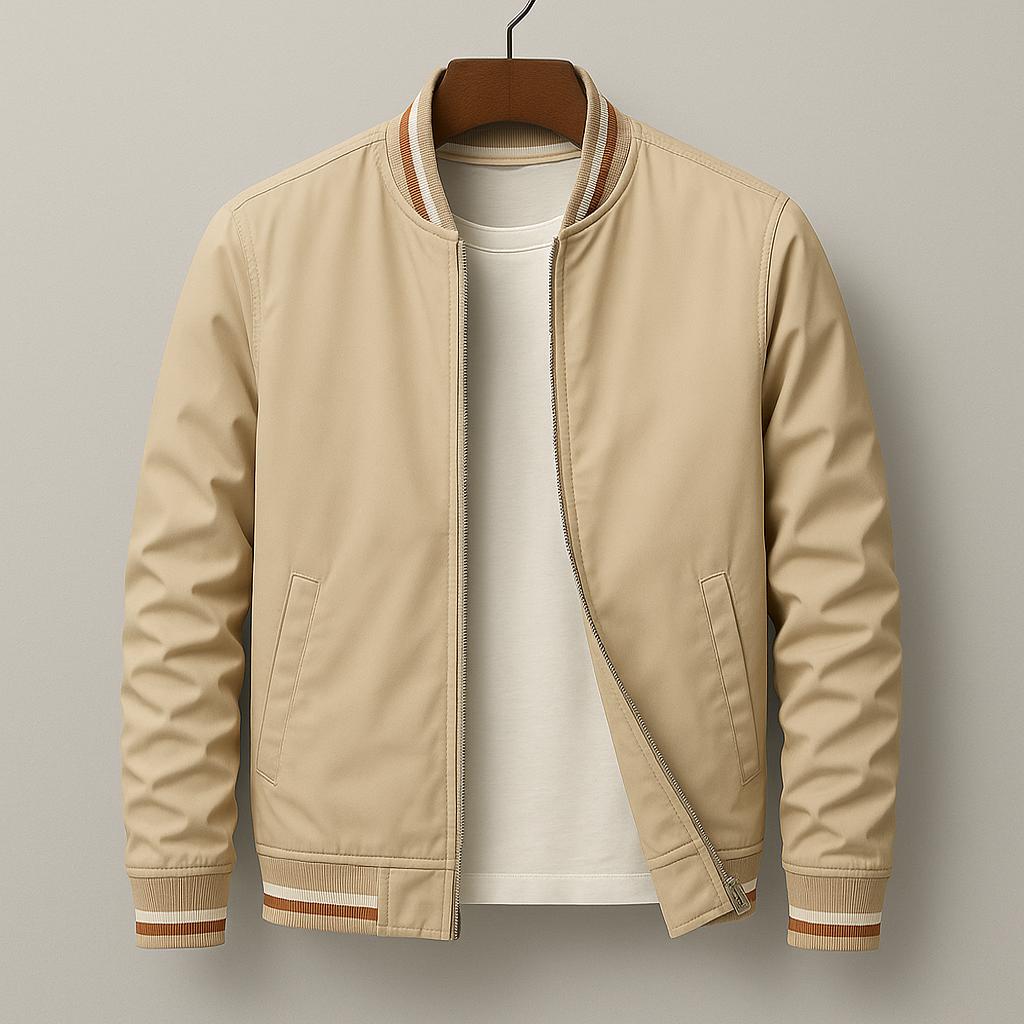 Men's Lightweight Zip-Up Bomber Jacket | Ribbed Trim & Classic Style for Casual Outfits