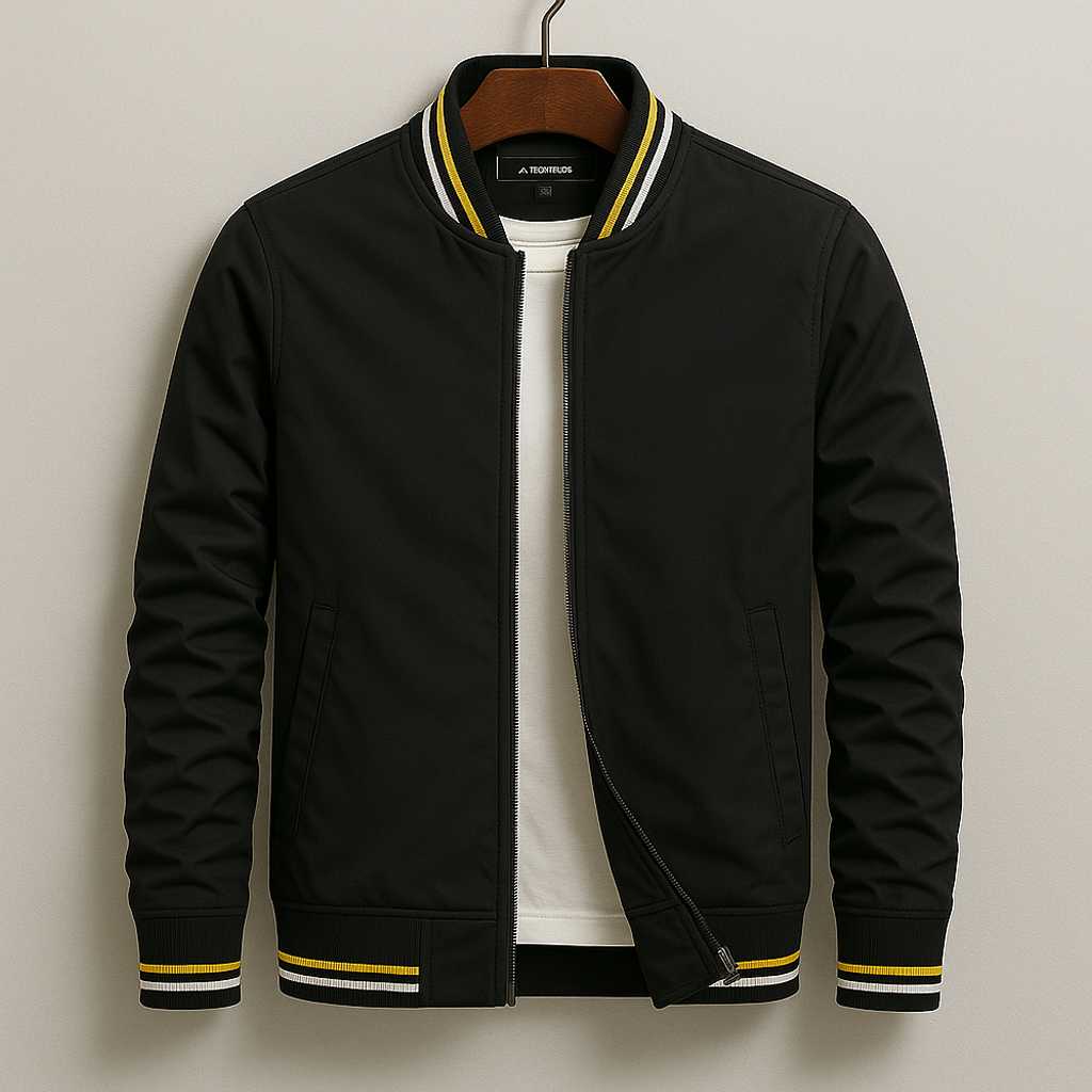 Men's Lightweight Zip-Up Bomber Jacket | Ribbed Trim & Classic Style for Casual Outfits