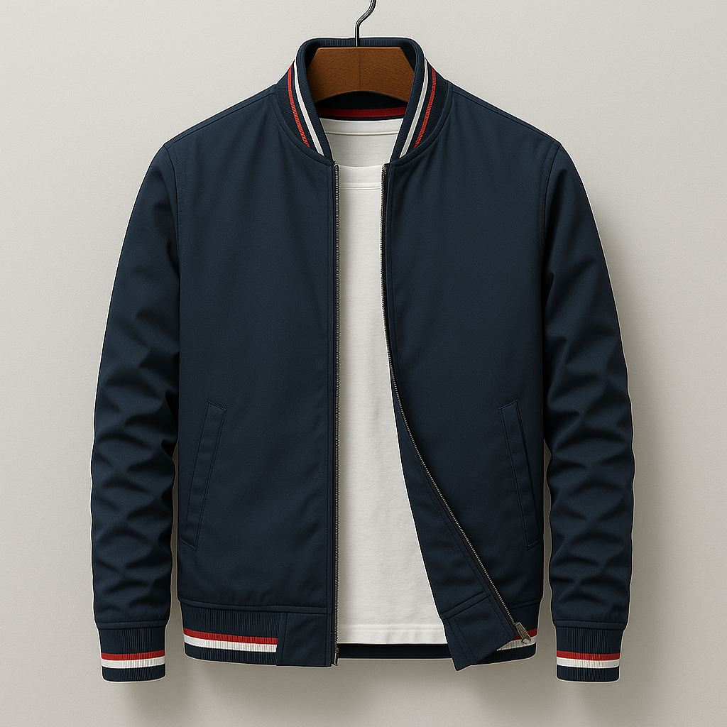 Men's Lightweight Zip-Up Bomber Jacket | Ribbed Trim & Classic Style for Casual Outfits