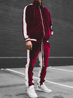 Men's Velvet Tracksuit 2-Piece Set | Full-Zip Jacket & Drawstring Joggers for Casual Comfort and Street Style