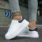 Women’s Clean White Leather Sneakers | Minimalist Design, Cushioned Insole & Ideal for Everyday Casual Wear