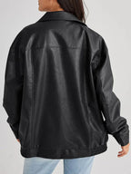 Women's Oversized Leather Bomber Jacket | Zipper Front, Relaxed Fit & Ideal for Modern Streetwear