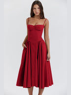 Midi Corset Dress | Adjustable Straps, Fitted Bodice & Flattering Fit for Casual to Formal Occasions