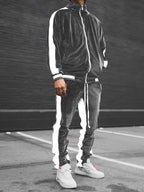 Men's Velvet Tracksuit 2-Piece Set | Full-Zip Jacket & Drawstring Joggers for Casual Comfort and Street Style