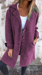 Women's Wool Coat | Lapel Collar, Comfortable Fit & Versatile for Casual and Business Outfits