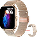 Smartwatch Damen eckig mit Schrittzähler und Telefonfunktion ohne Handy, ultradünne Fitnessuhr