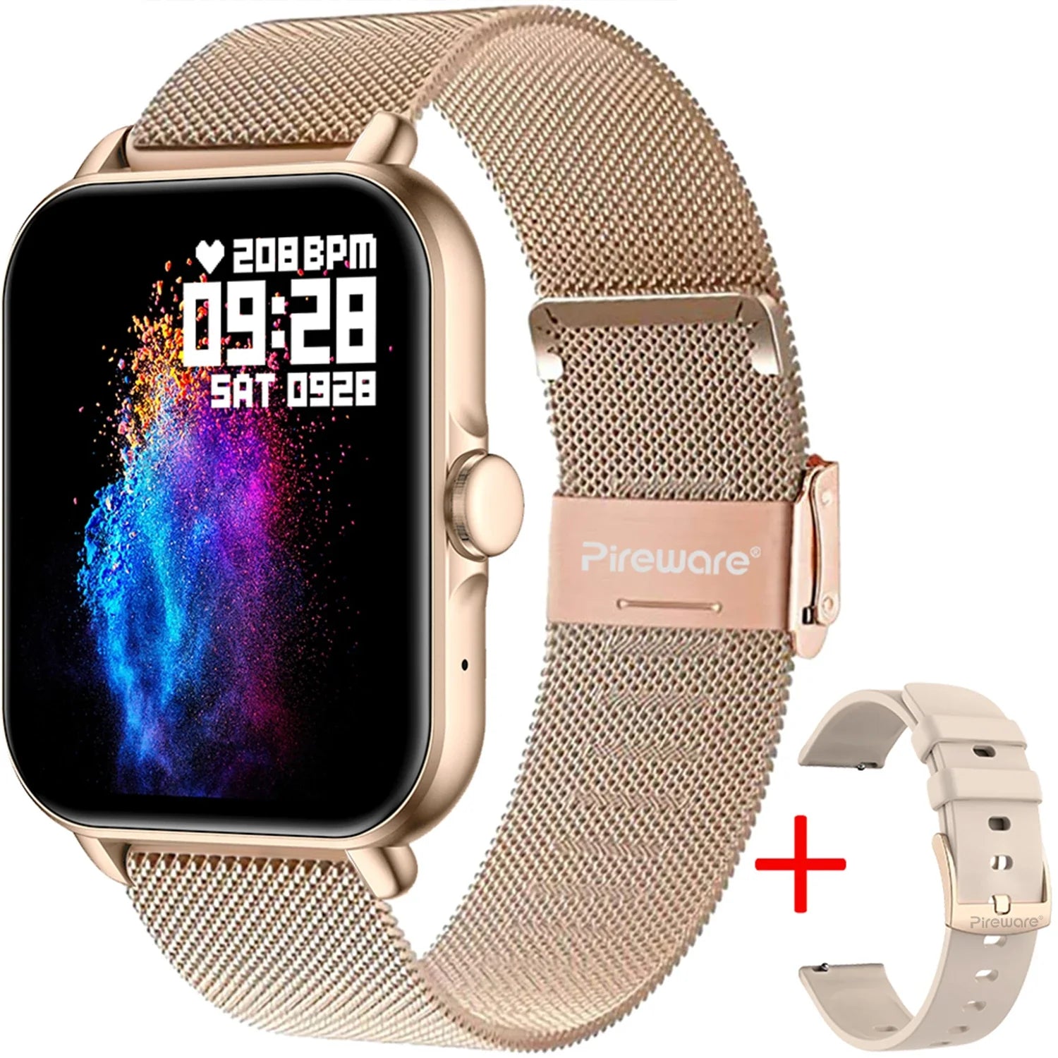 Smartwatch Damen eckig mit Schrittzähler und Telefonfunktion ohne Handy, ultradünne Fitnessuhr
