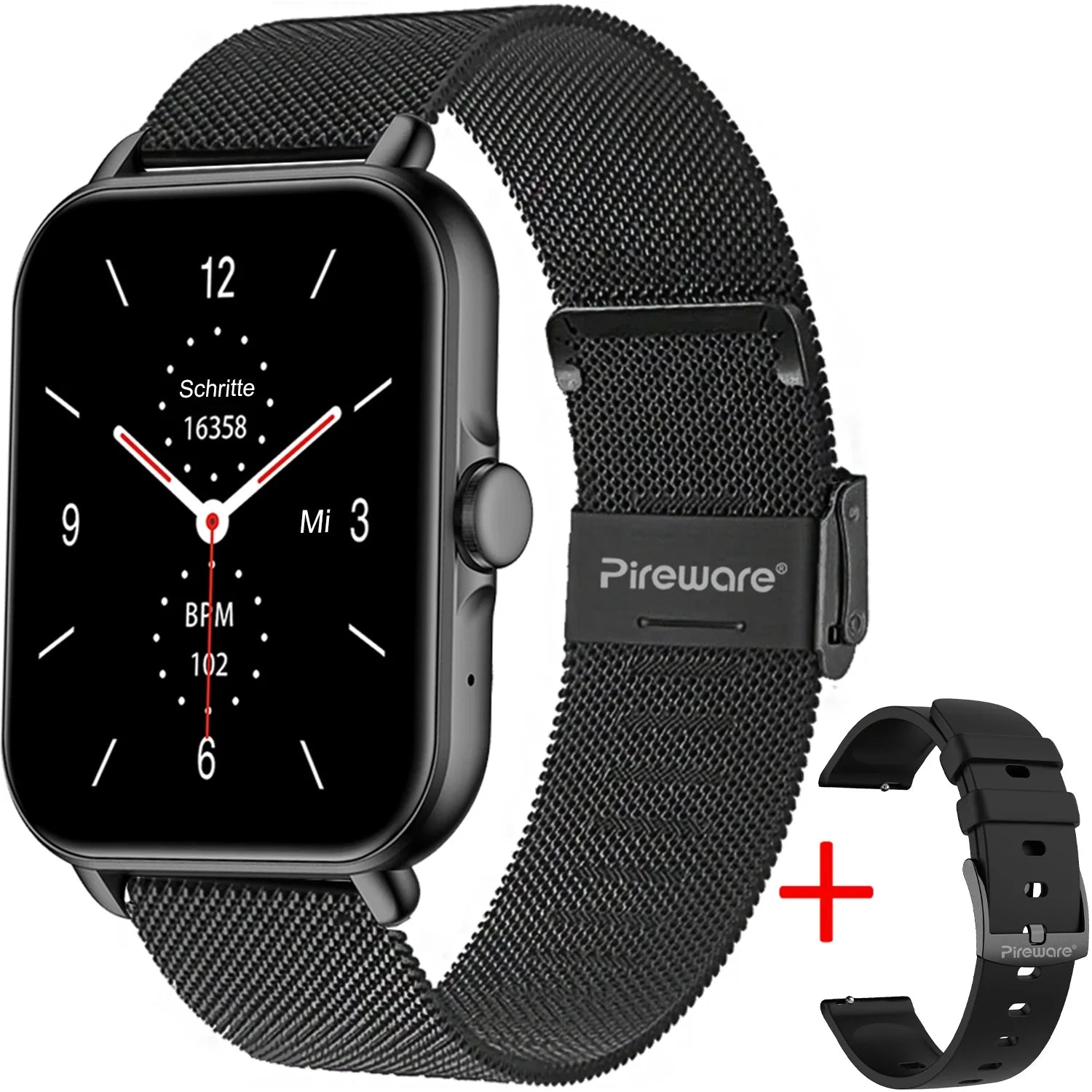 Smartwatch Damen eckig mit Schrittzähler und Telefonfunktion ohne Handy, ultradünne Fitnessuhr