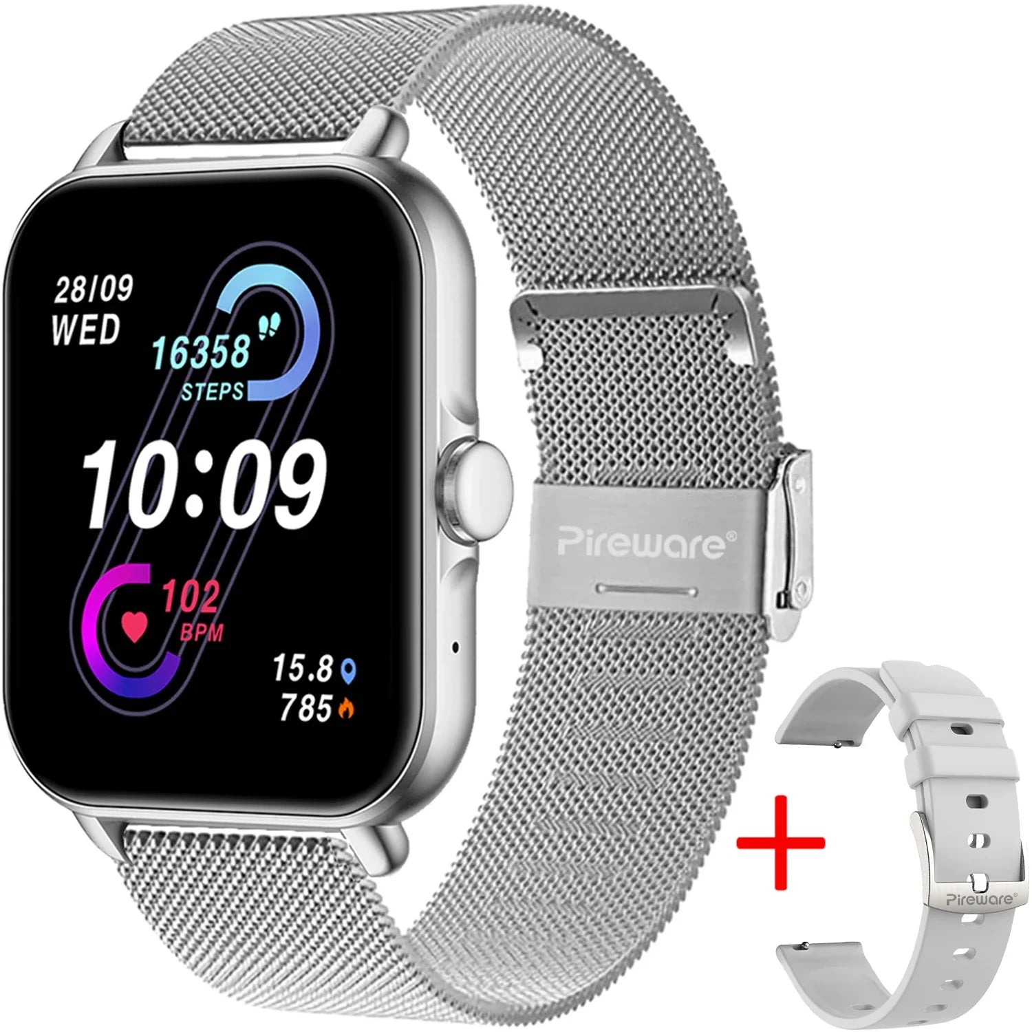 Smartwatch Damen eckig mit Schrittzähler und Telefonfunktion ohne Handy, ultradünne Fitnessuhr