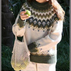 Women’s Fair Isle Crewneck Jumper | Cozy Relaxed Fit & Classic Pattern for Effortless Winter Style