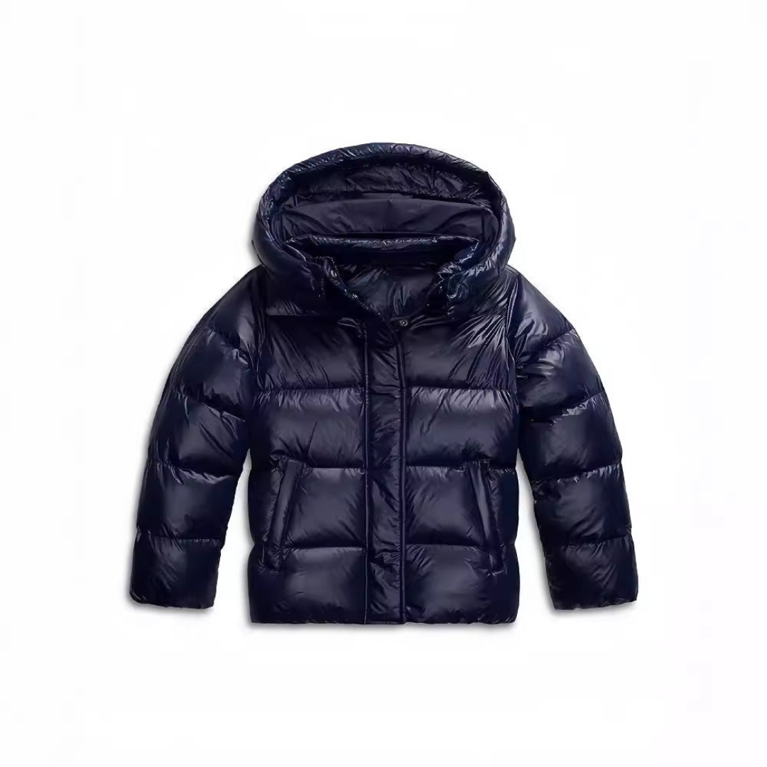 Shiny Puffer Jacket – Short Winter Jacket for Women with Modern Hood