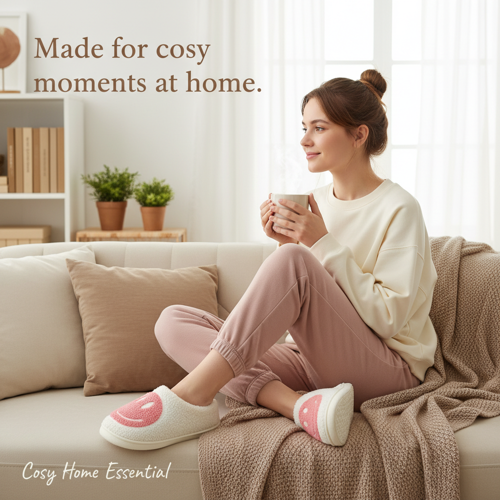Smiley Face Slipper - Cozy Non-Slip with Soft Inner Lining
