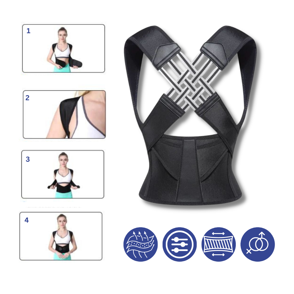 Correcteur de posture instantané XL – renfort dorsal Saneo Posture Pro pour redresse posture