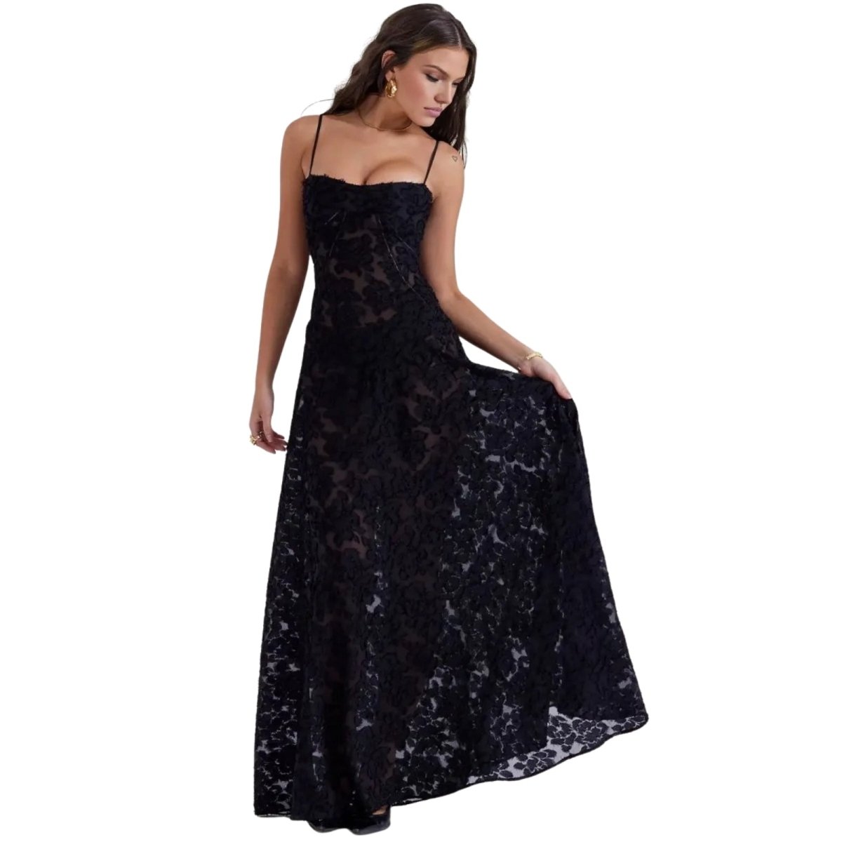 Enchanted Corset Maxi Dress With Lace Up Back