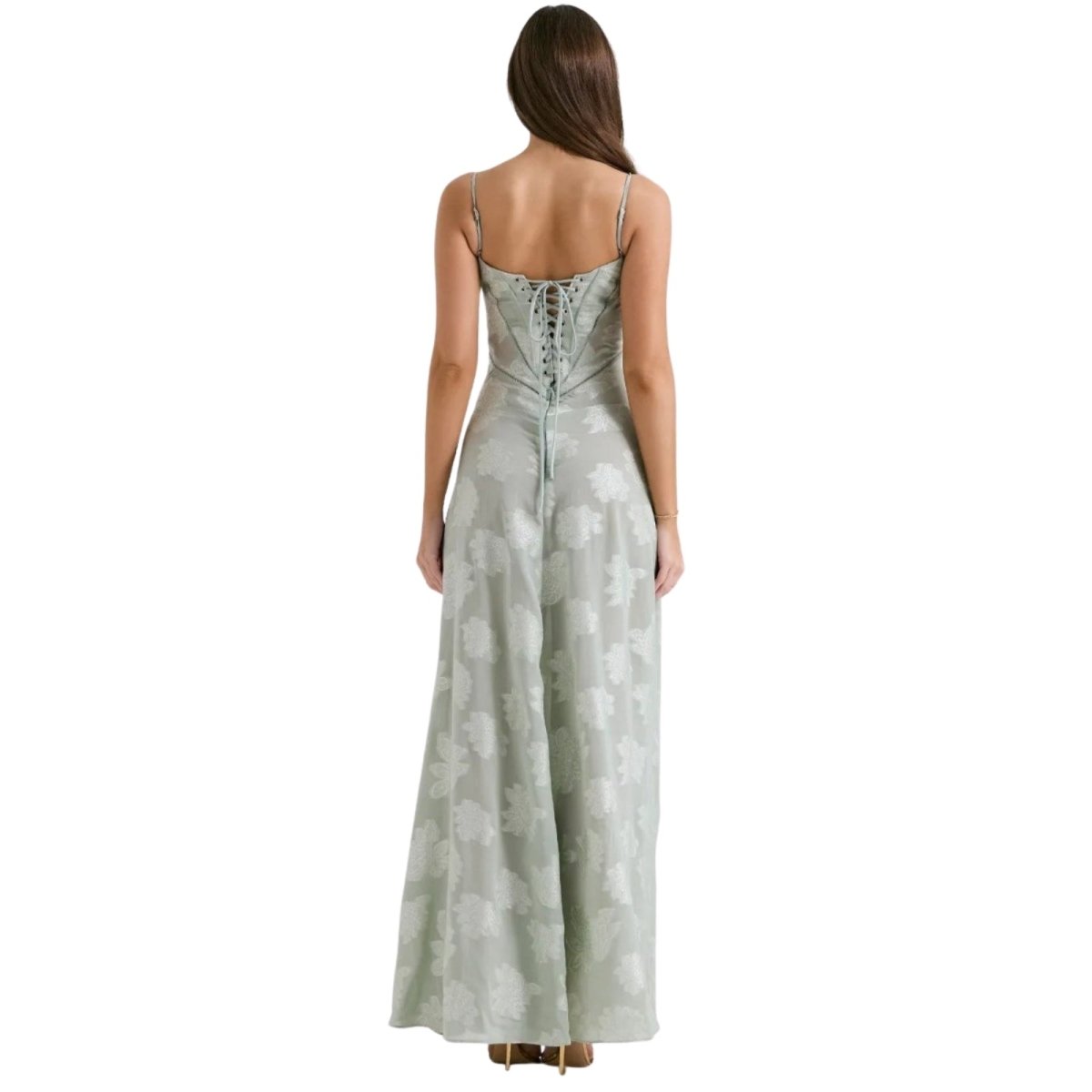 Enchanted Corset Maxi Dress With Lace Up Back