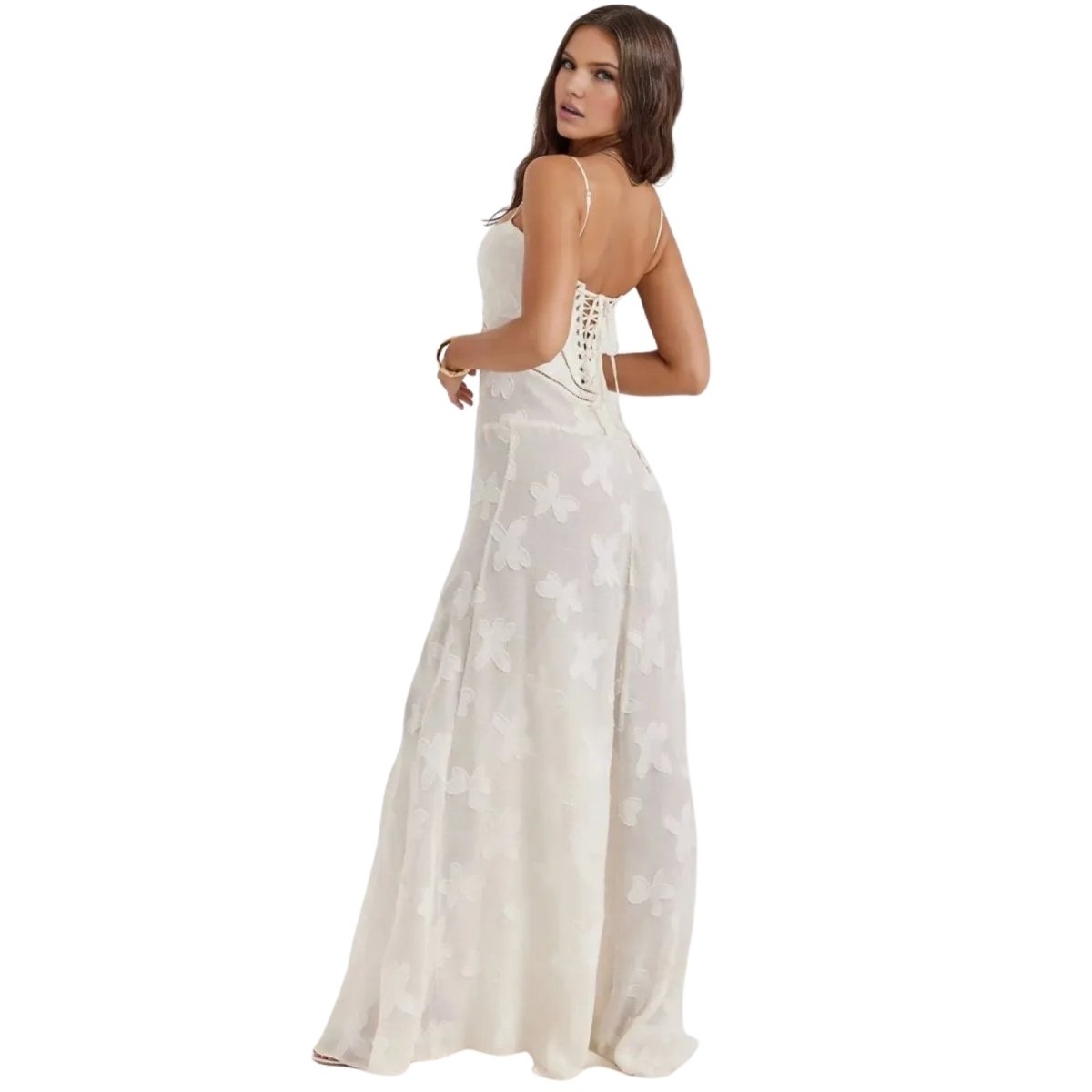 Enchanted Corset Maxi Dress With Lace Up Back