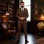 Men’s Tailored Three-Piece Tweed Tuxedo | Classic Fit for Weddings, Formal Events & Black-Tie Dinners