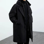 Men's Long Waterproof Puffer Trench Coat | Insulated, Hooded & Ideal for Cold Weather Protection