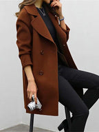 Women's Double-Breasted Trench Coat | Notched Lapel, Warm & Stylish for Winter Wardrobe