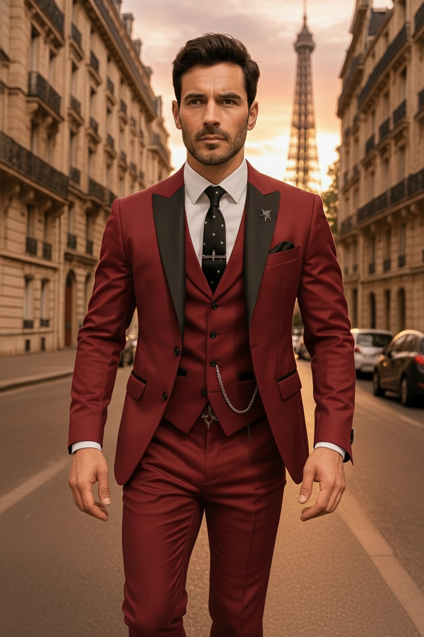 Men´s 3-Piece Slim Fit Suit - Blazer, Waistcoat & Trousers