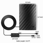 Antenna TV Digitale 4K da Interno a Lunga Portata – Fino a 600 Miglia di Ricezione