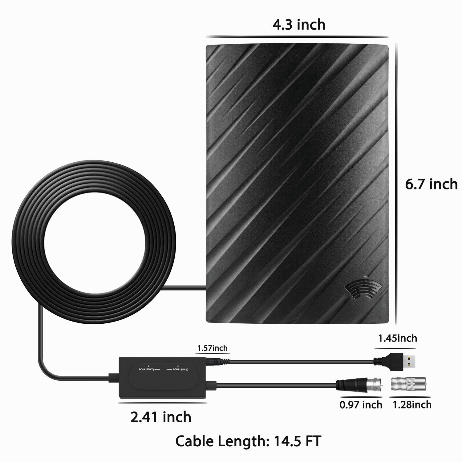 Antenna TV Digitale 4K da Interno a Lunga Portata – Fino a 600 Miglia di Ricezione