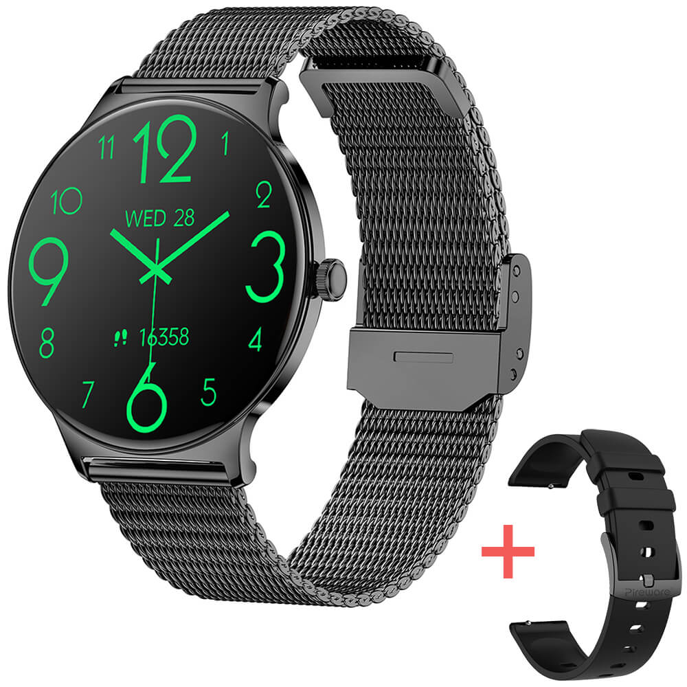 Kleine Slim Smartwatch Damen mit flachem Design, Fitnessfunktionen und Hybridstil für Herren