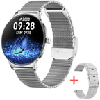 Kleine Slim Smartwatch Damen mit flachem Design, Fitnessfunktionen und Hybridstil für Herren