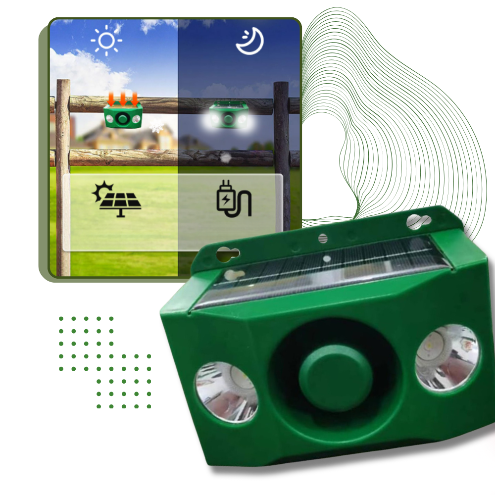 Répulsif ultrason chat extérieur – détecteur solaire à mouvement pour éloigner les animaux