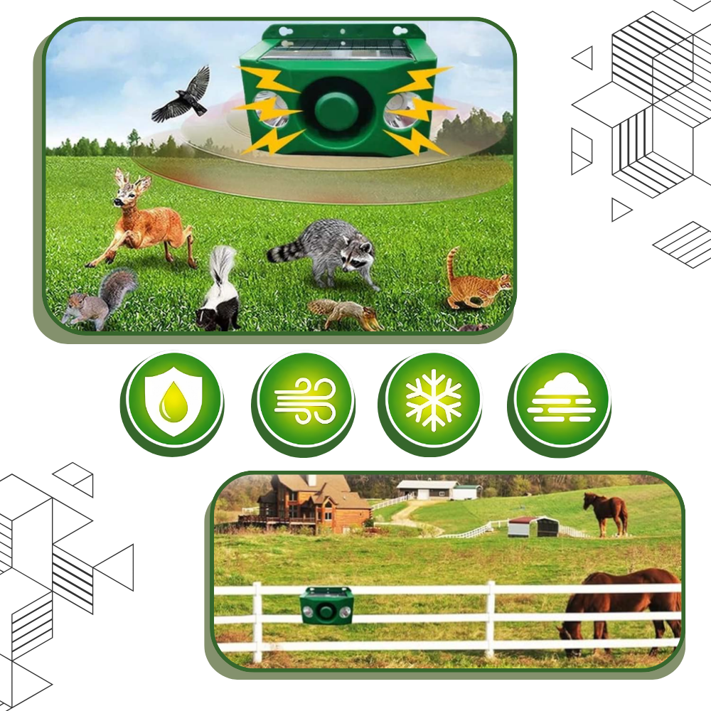 Répulsif ultrason chat extérieur – détecteur solaire à mouvement pour éloigner les animaux