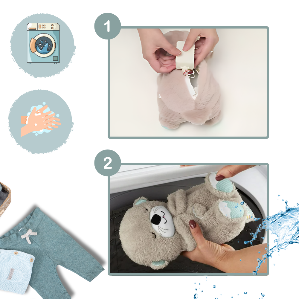Peluche loutre apaisante qui respire – sensation utérus et berceuse pour sommeil bébé naturel