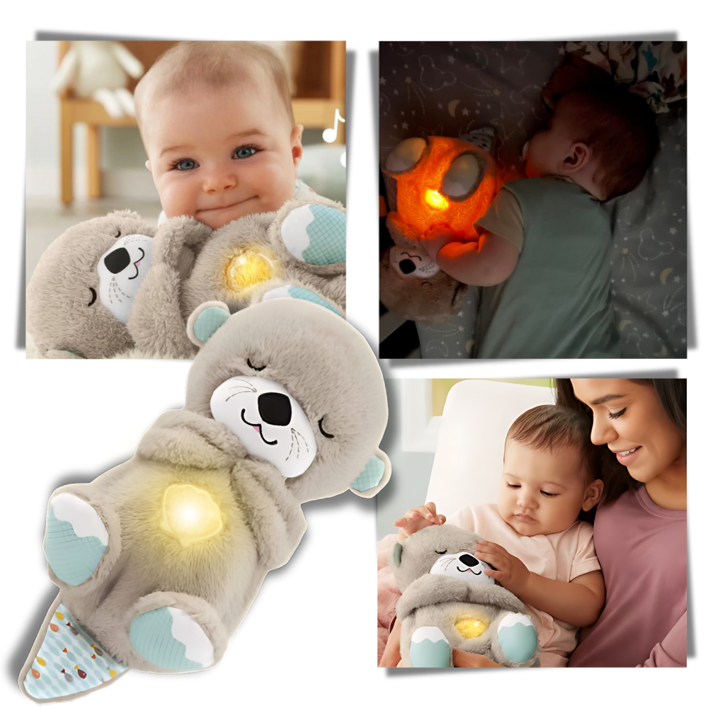 Peluche loutre apaisante qui respire – sensation utérus et berceuse pour sommeil bébé naturel