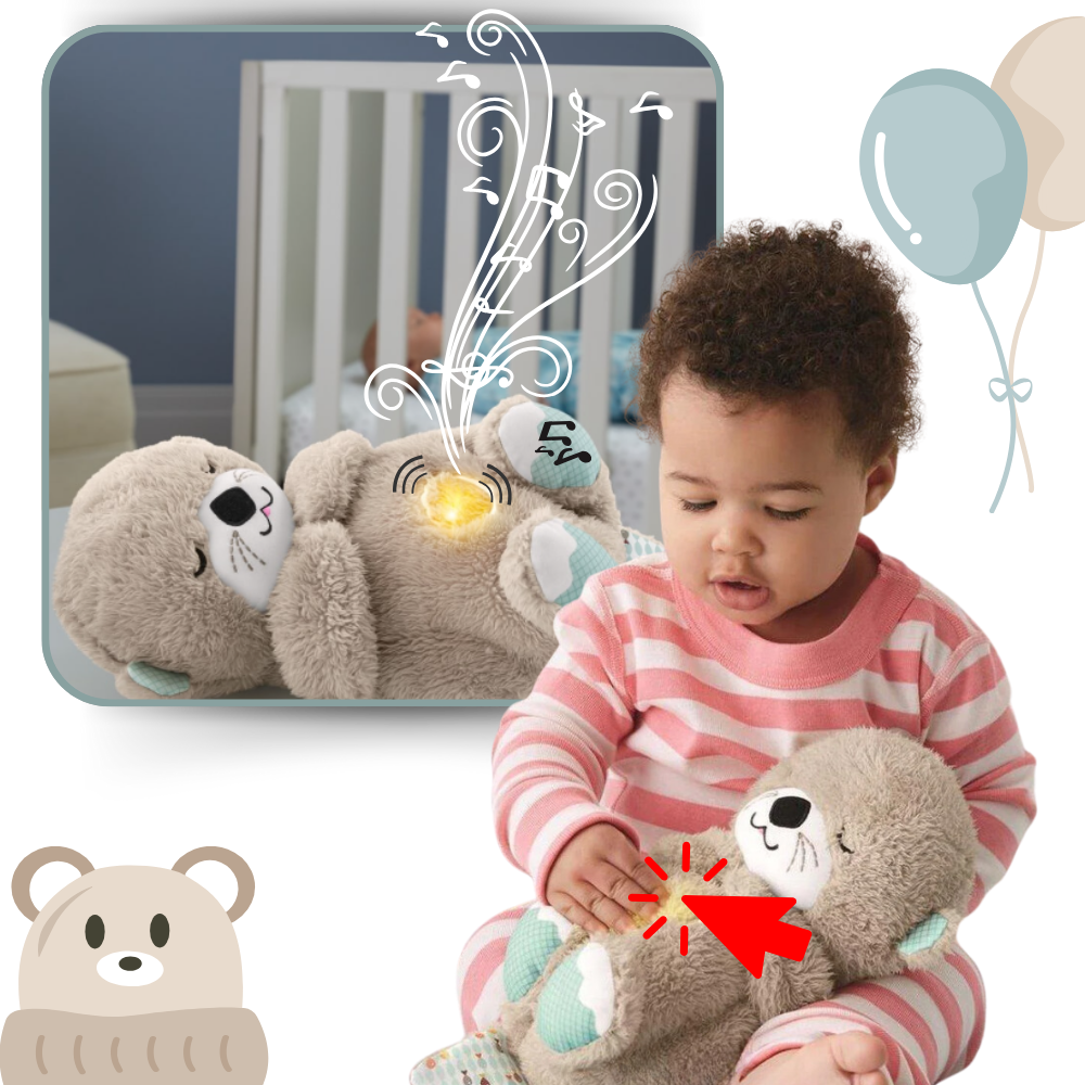 Peluche loutre apaisante qui respire – sensation utérus et berceuse pour sommeil bébé naturel